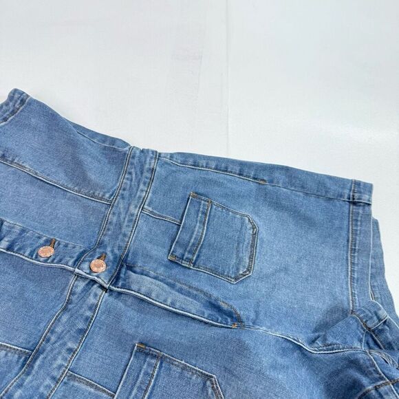 Guess Shorts Romper Women Medium y2k Mid Wash Blue Denim Button Front Sleeveless - Picture 13 of 16